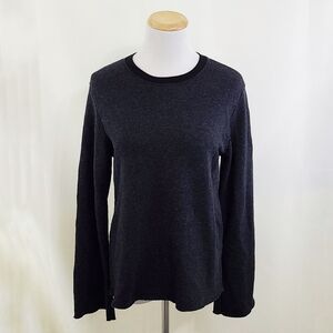 Monrow distressed black sweatshirt angel sleeves raw size medium